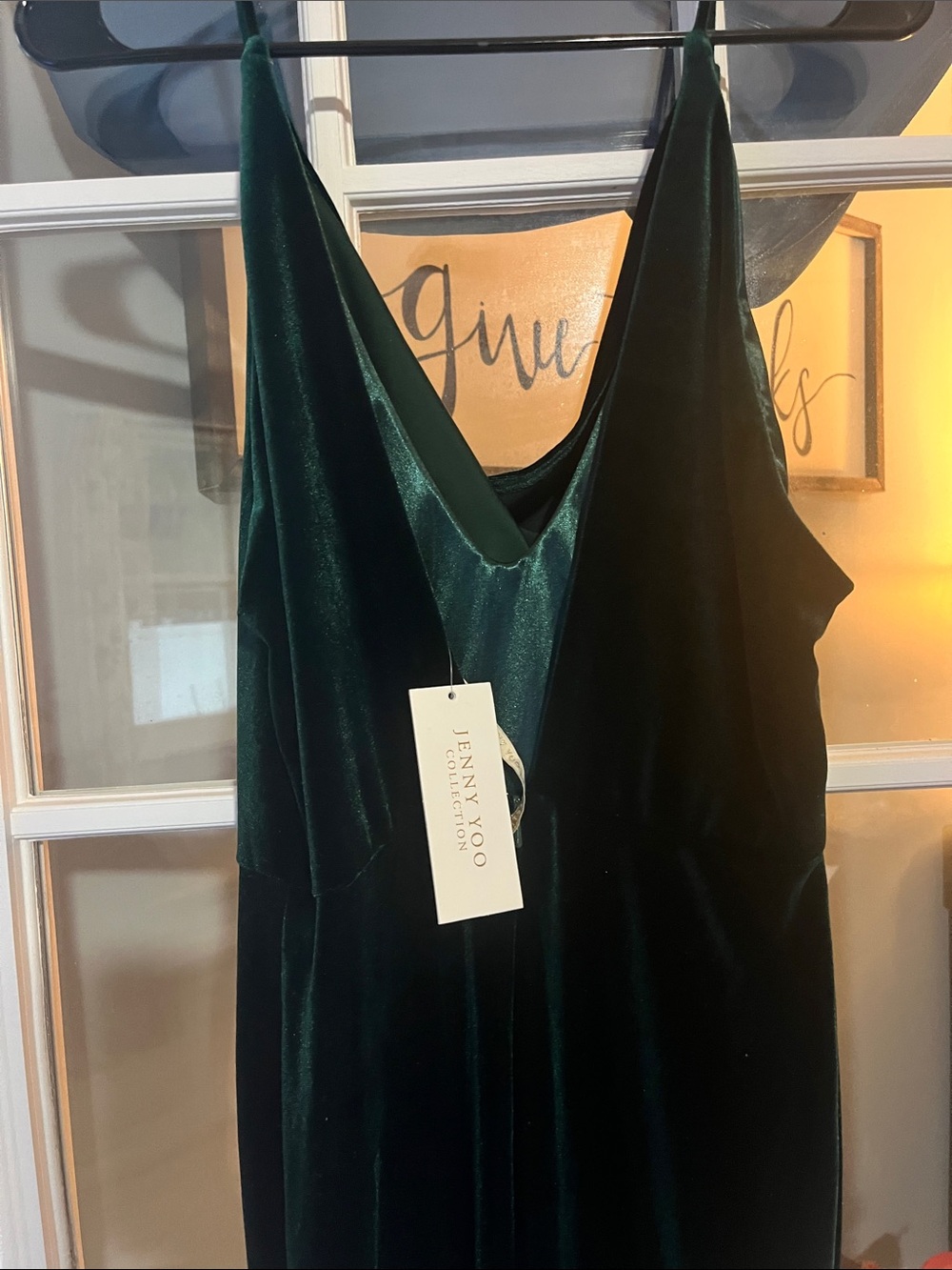 Jenny Yoo Emerald Green Velvet Strapless Slip Dress